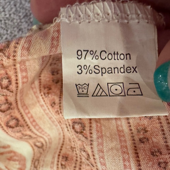 R. Vivimos Bohemian Peach Floral V-Neck Button Down Midi Summer Dress Sz S 4/6 - Picture 15 of 16